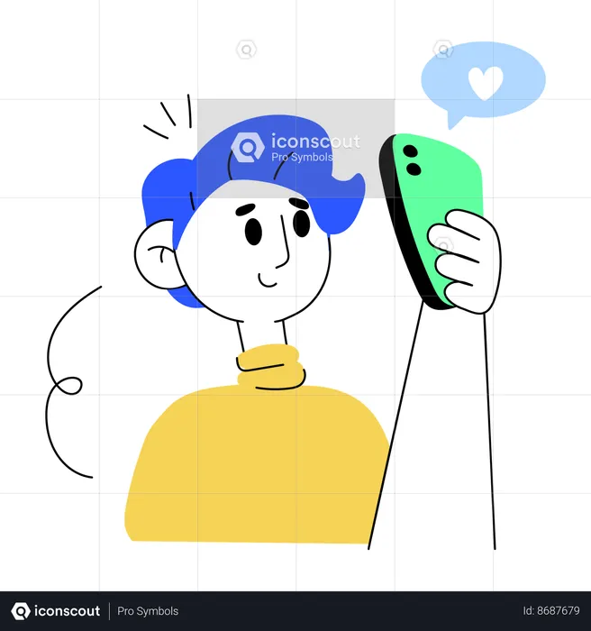 Boy influencer talking selfie  Illustration