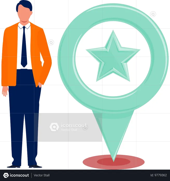 Boy introduced saved pin location  Illustration