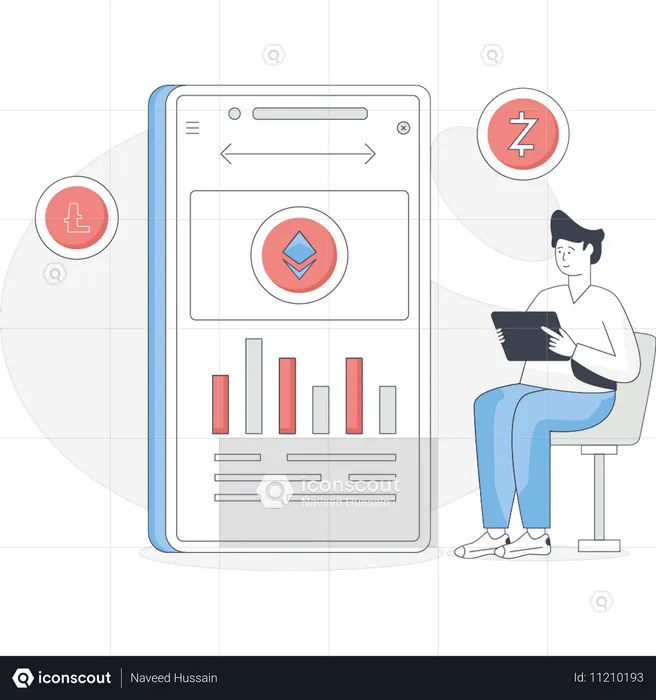 Boy is analysis ethereum graph  Illustration