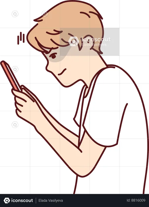 Boy is busy doing online chat  Illustration