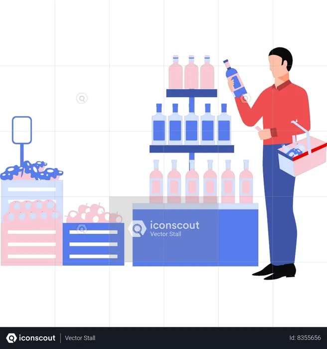 Boy is buying detergent bottle  Illustration