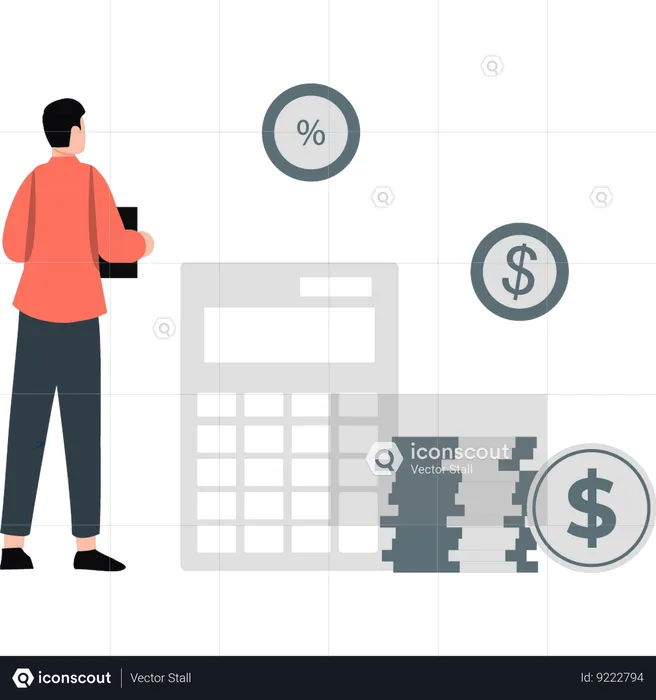 Boy is calculating the money  Illustration