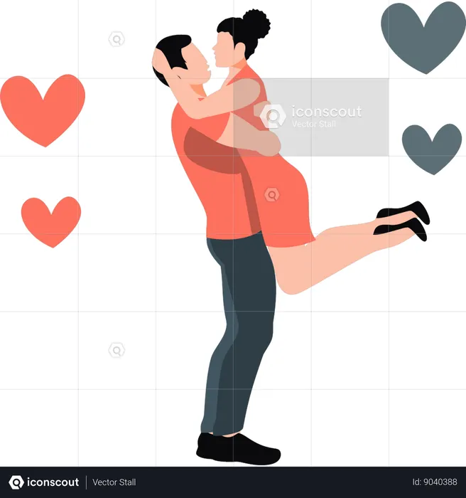 Boy is carrying his girl  Illustration