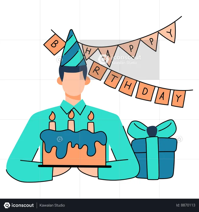 Boy is celebrating his birthday  Illustration