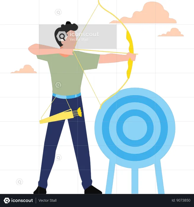 Boy is doing archery as a hobby  Illustration