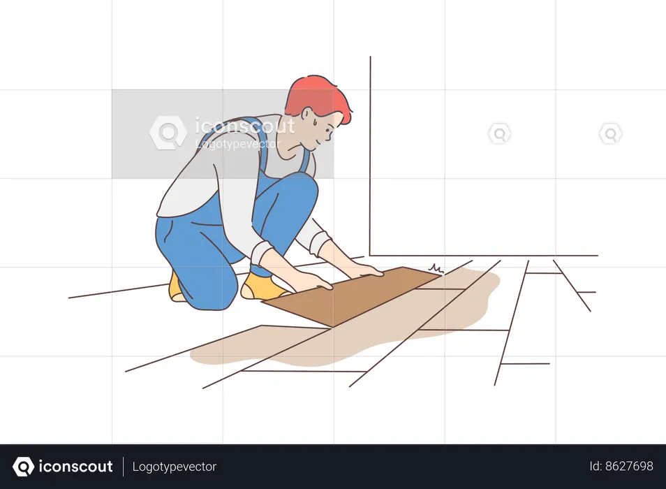 Boy is doing carpentry work  Illustration