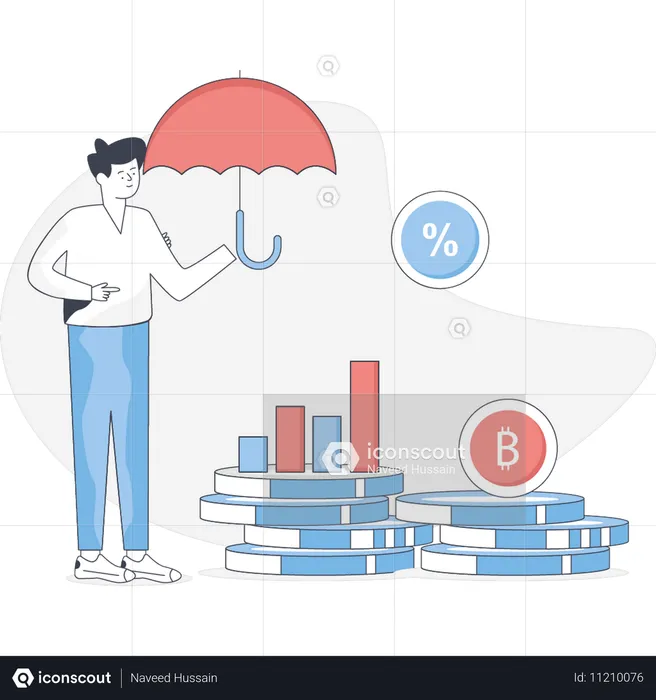 Boy is doing funds protection  Illustration