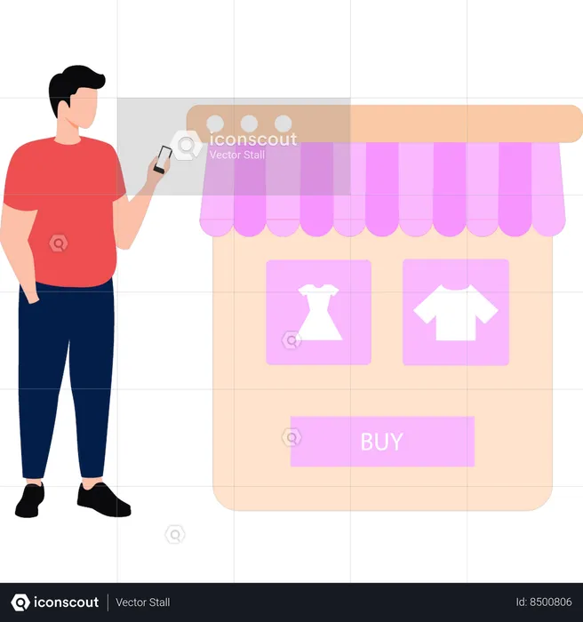Boy is doing online shopping  Illustration