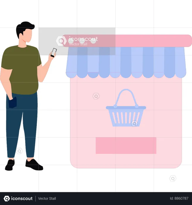 Boy is doing online shopping  Illustration