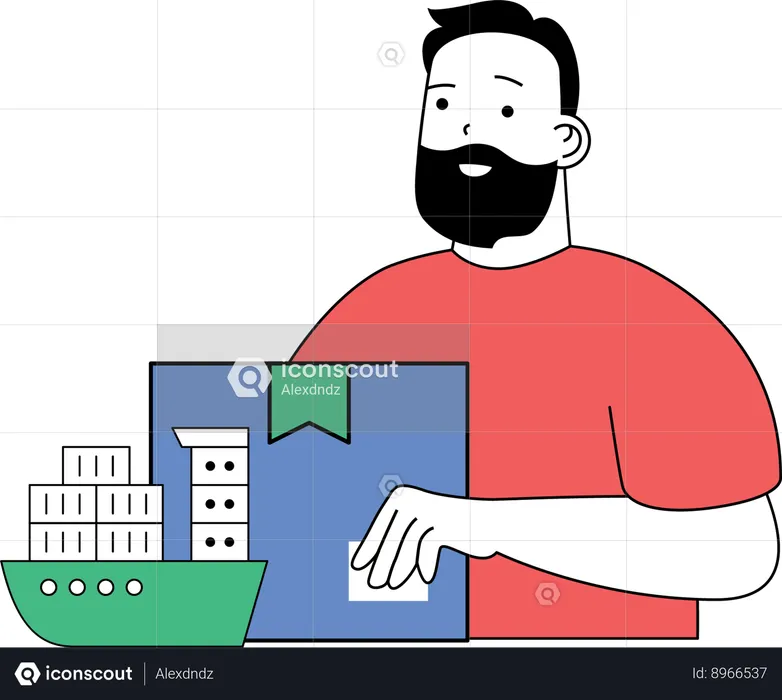 Boy is doing shipping logistics  Illustration