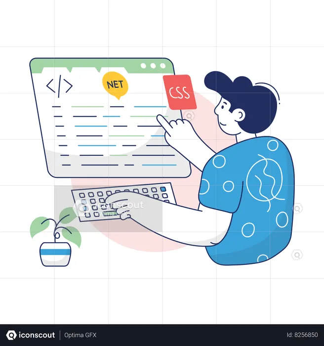 Boy is doing Web Coding  Illustration