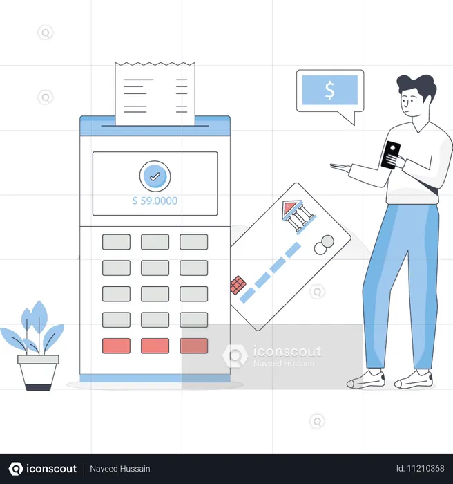 Boy is done payment online  Illustration