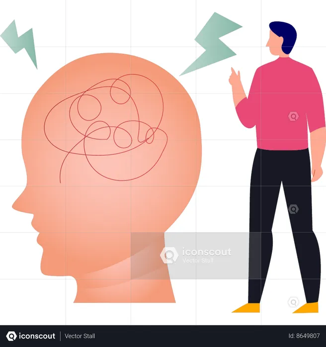 Boy is explaining about abstract ideas  Illustration