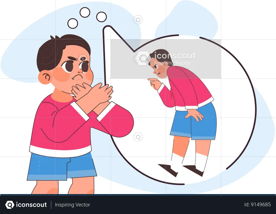Boy is fighting with his psychological disorders  Illustration