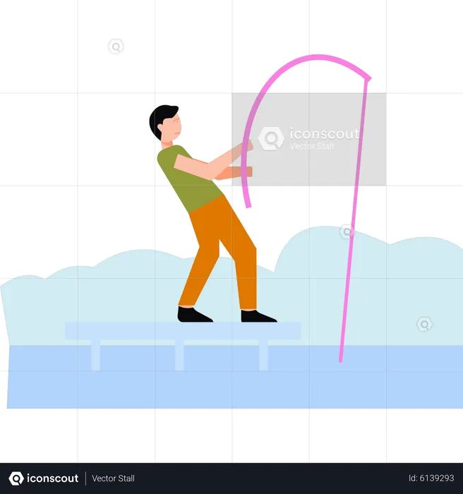 Boy is fishing  Illustration
