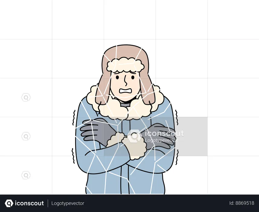 Boy is freeze in chilly winter  Illustration