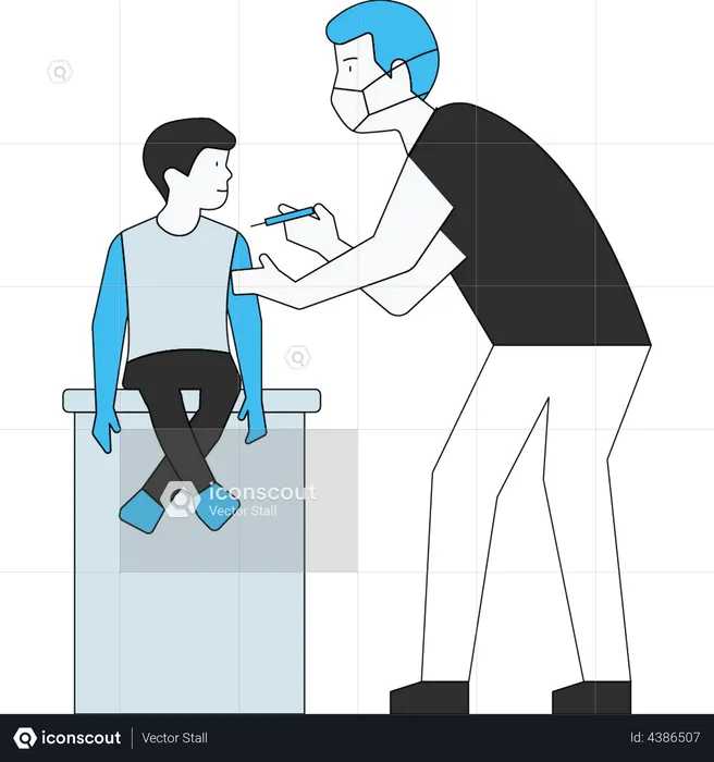 Boy is getting vaccinated  Illustration