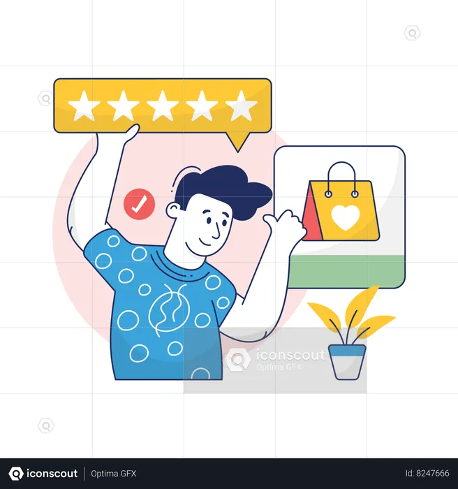 Boy is giving Good Product Review  Illustration