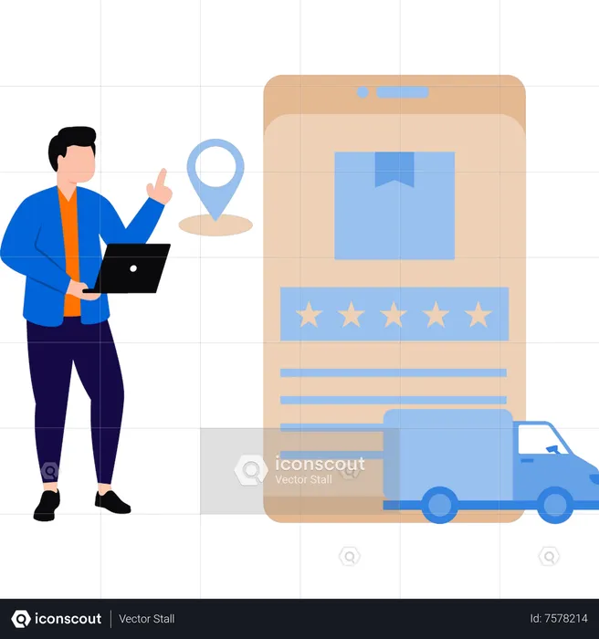 Boy is giving the delivery a star rating  Illustration
