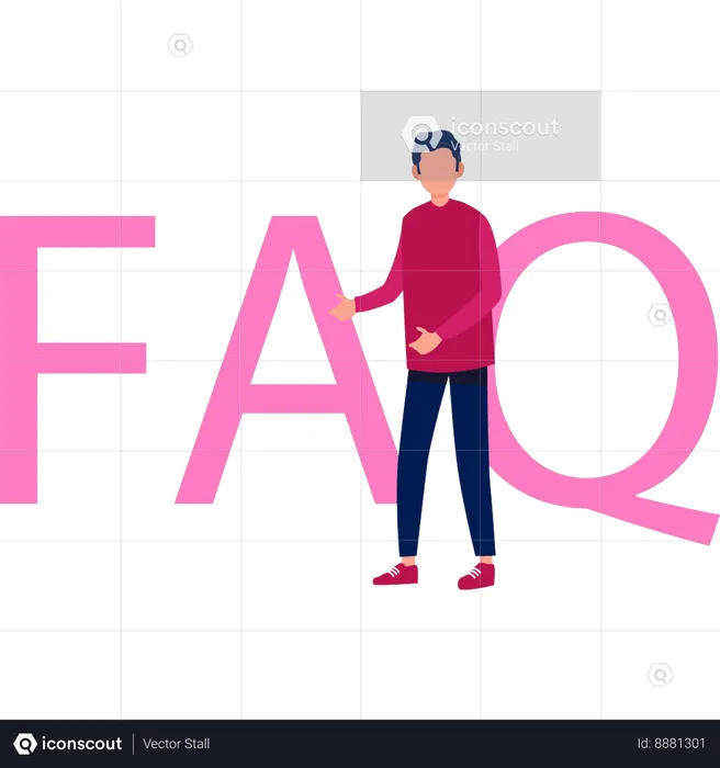 Boy is giving the FAQ hint  Illustration
