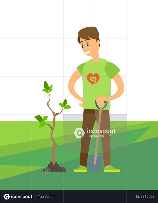 Boy is growing plants  Illustration