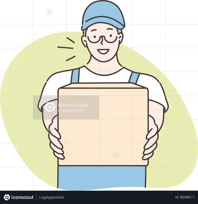 Boy is holding delivery box  Illustration