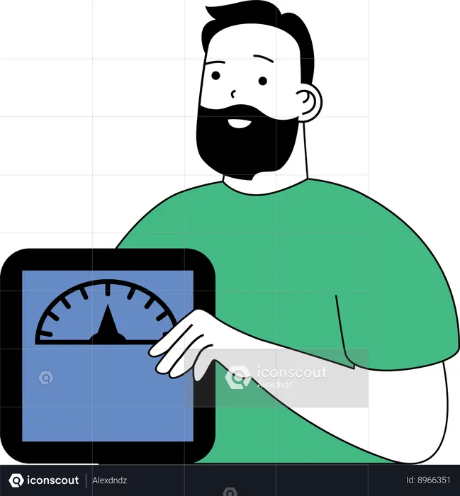 Boy is holding weighing scale  Illustration