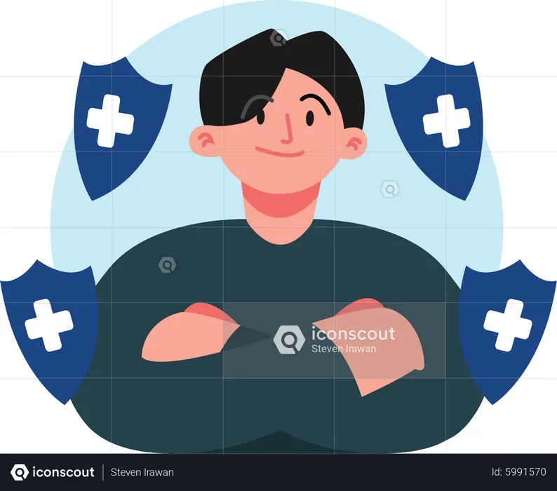 Boy is immune and healthy  Illustration