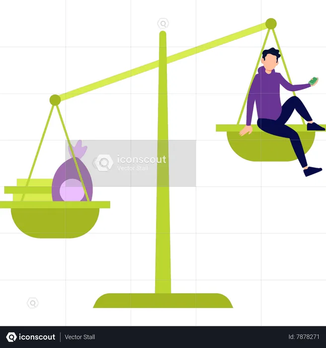 Boy is in the scale  Illustration