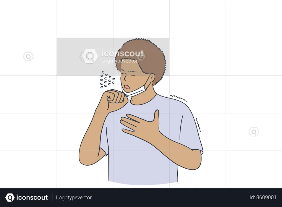 Boy is infected to influenza  Illustration