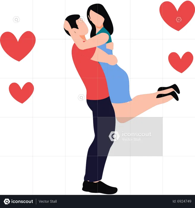 Boy is lifting the girl in the air  Illustration