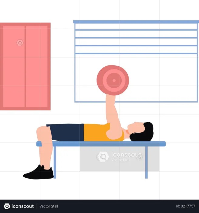 Boy is lifting weights  Illustration