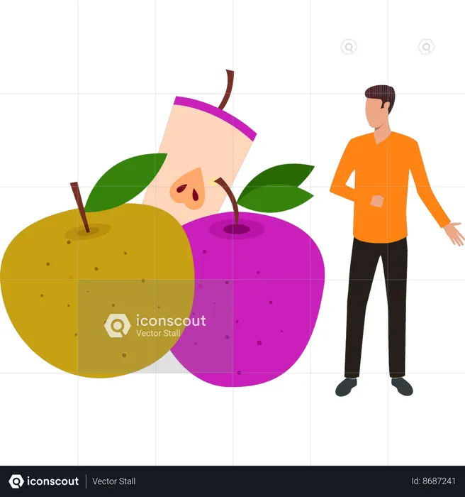 Boy is looking at the fresh fruits  Illustration