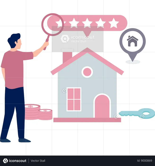 Boy is looking for a star rated home  Illustration