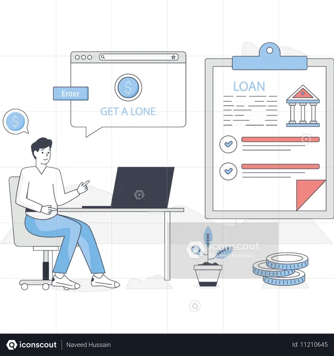 Boy is making loan application  Illustration