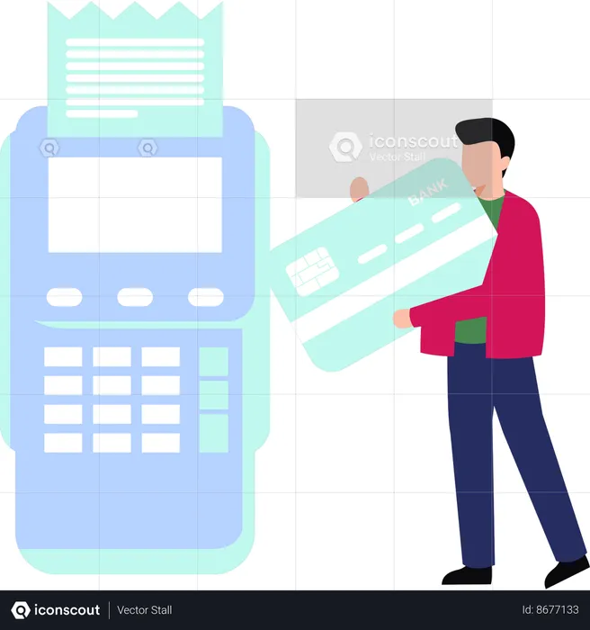 Boy is paying online by credit card  Illustration