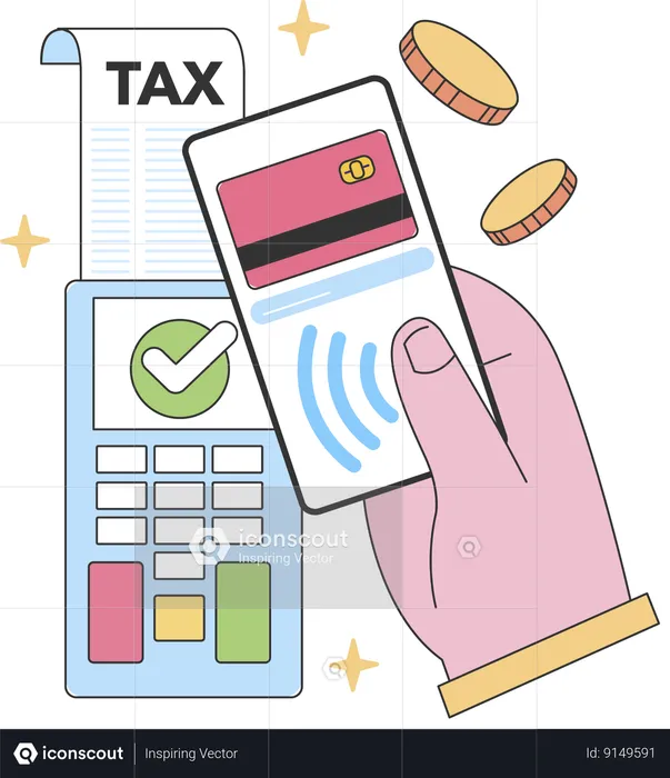 Boy is paying tax online  Illustration