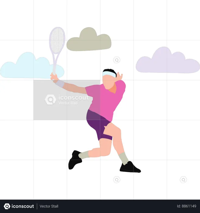 Boy is playing badminton  Illustration