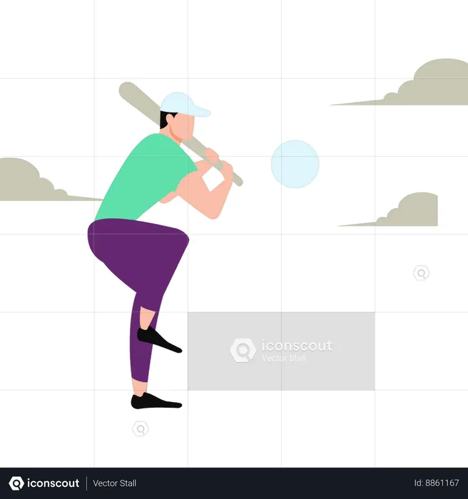 Boy is playing baseball  Illustration