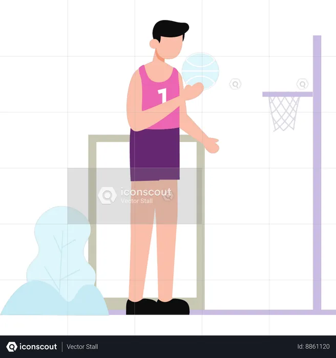 Boy is playing basketball tournament  Illustration