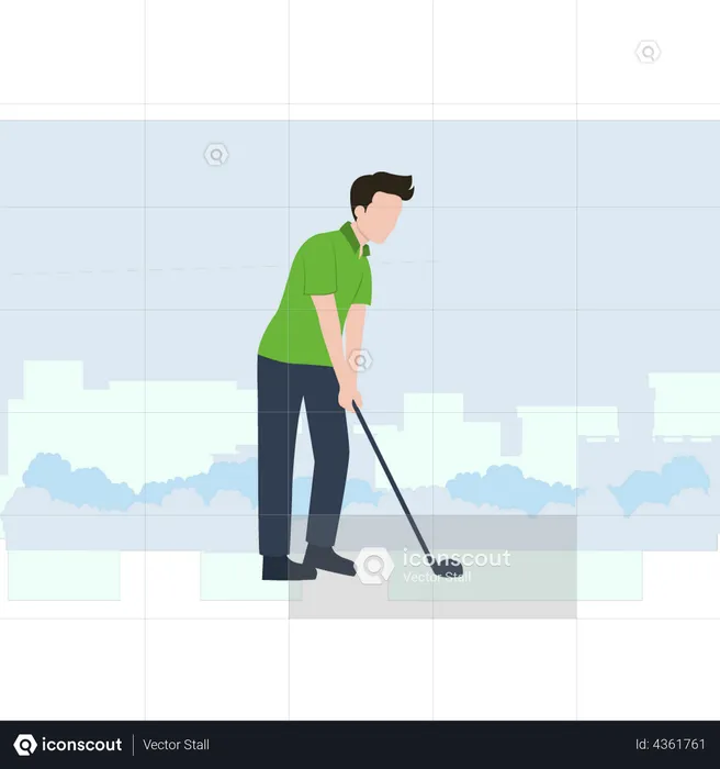 Boy is playing golf  Illustration