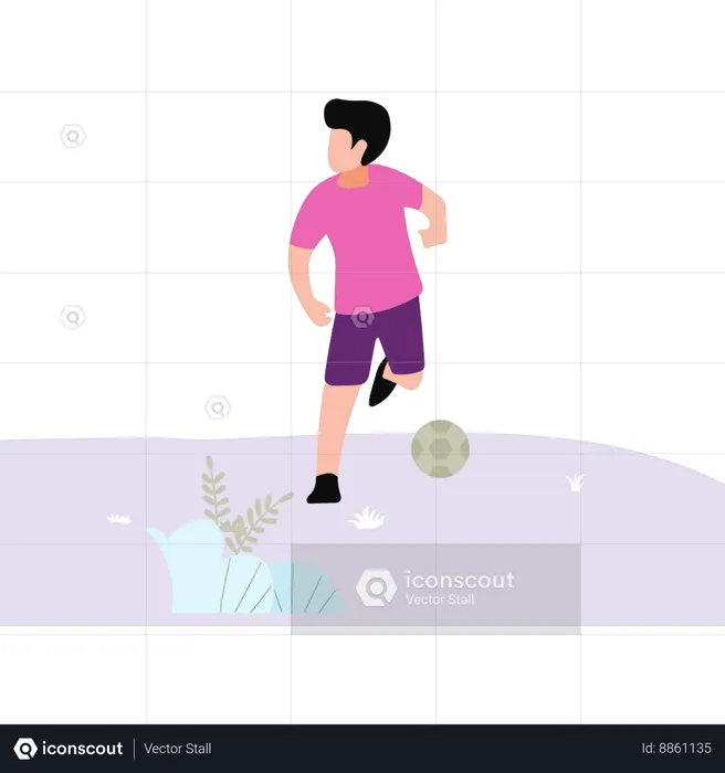 Boy is playing soccer match  Illustration