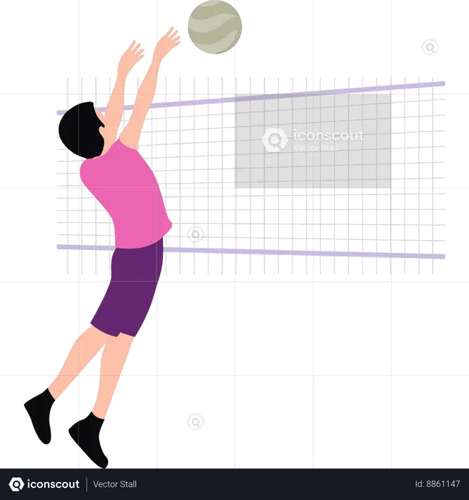Boy is playing volley ball match  Illustration