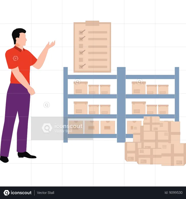 Boy is pointing at checklist on clipboard  Illustration