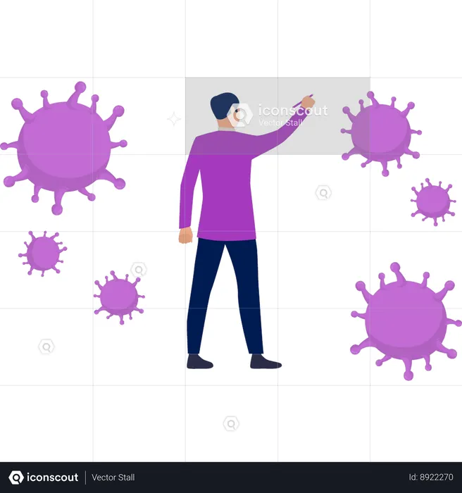 Boy is pointing at germs that spread virus  Illustration