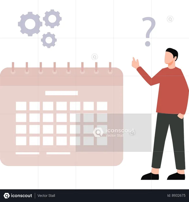 Boy is pointing at the calendar  Illustration