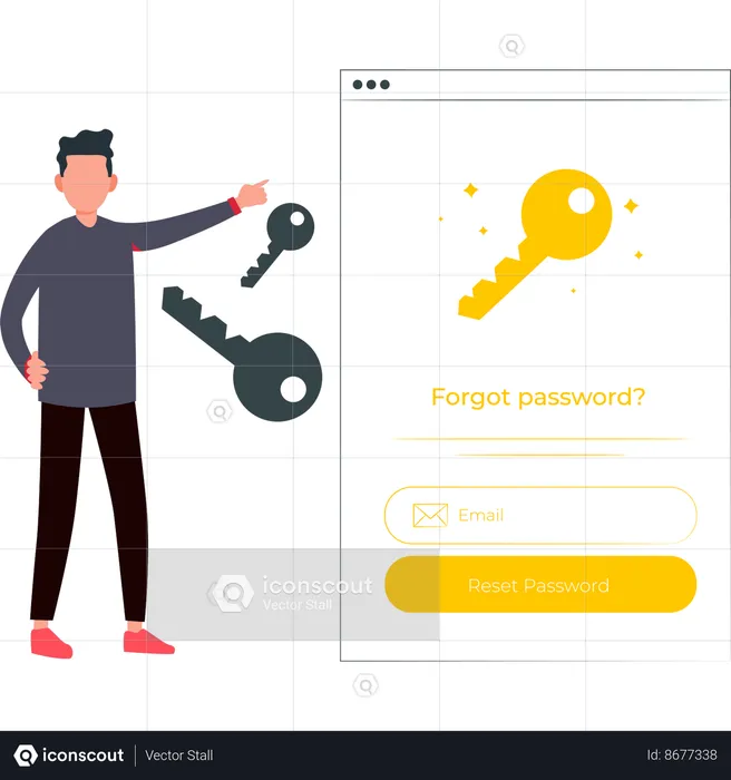 Boy is pointing at the password keys  Illustration