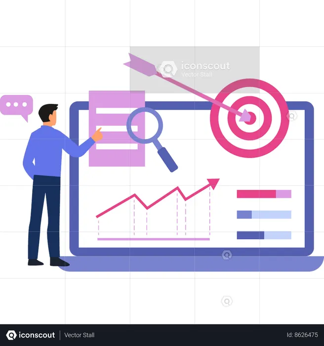 Boy is pointing at the strategy chart  Illustration