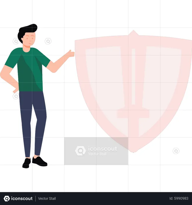 Boy is pointing at the swordplay  Illustration