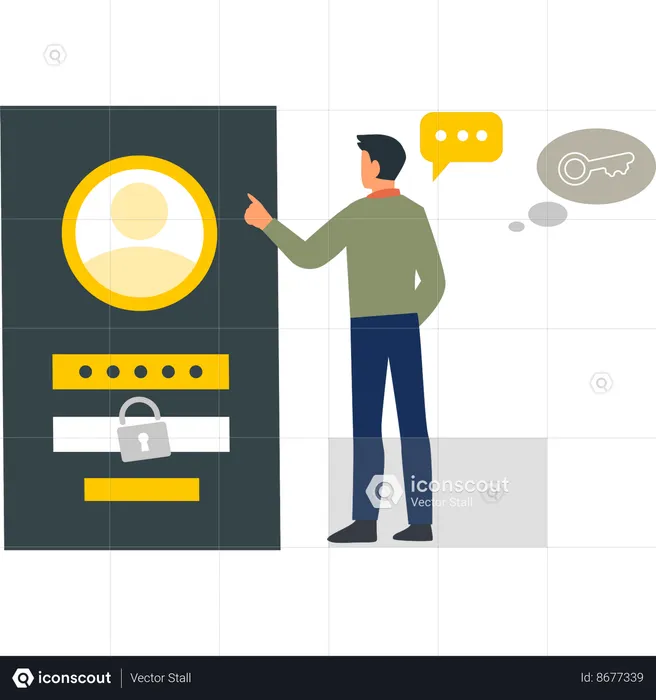 Boy is pointing at the user profile  Illustration